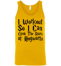 Load image into Gallery viewer, I Workout So I Can Climb the Stairs at Hogwarts Unisex Tank Top