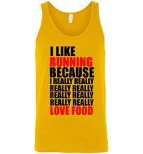 Load image into Gallery viewer, I Like Running Because I Really Really Really Like Food Unisex Tank Top