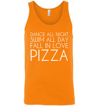 Load image into Gallery viewer, Dance All Night Swim All Day Fall In Love Pizza Unisex Tank Top