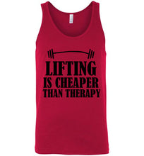Load image into Gallery viewer, Lifting Is Cheaper Than Therapy Unisex Tank Top
