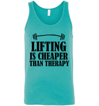 Load image into Gallery viewer, Lifting Is Cheaper Than Therapy Unisex Tank Top