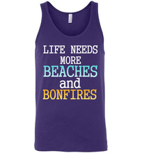 Load image into Gallery viewer, Life Needs More Beaches and Bonfires Unisex Tank Top