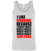 Load image into Gallery viewer, I Like Running Because I Really Really Really Like Food Unisex Tank Top