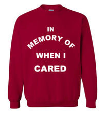 Load image into Gallery viewer, In Memory of When I Cared Sweatshirt
