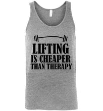 Load image into Gallery viewer, Lifting Is Cheaper Than Therapy Unisex Tank Top
