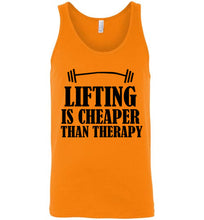 Load image into Gallery viewer, Lifting Is Cheaper Than Therapy Unisex Tank Top
