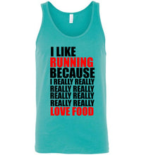 Load image into Gallery viewer, I Like Running Because I Really Really Really Like Food Unisex Tank Top

