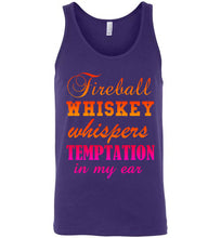 Load image into Gallery viewer, Fireball Whiskey Whispers Temptation in My Ear Unisex Tank Top
