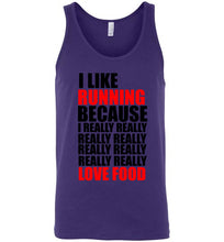 Load image into Gallery viewer, I Like Running Because I Really Really Really Like Food Unisex Tank Top
