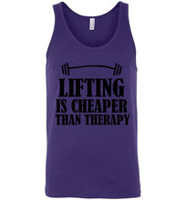 Load image into Gallery viewer, Lifting Is Cheaper Than Therapy Unisex Tank Top
