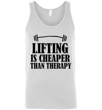 Load image into Gallery viewer, Lifting Is Cheaper Than Therapy Unisex Tank Top
