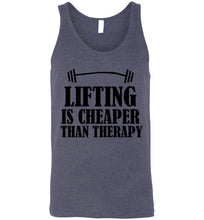 Load image into Gallery viewer, Lifting Is Cheaper Than Therapy Unisex Tank Top
