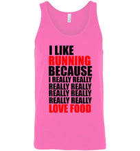 Load image into Gallery viewer, I Like Running Because I Really Really Really Like Food Unisex Tank Top
