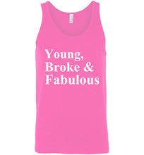 Load image into Gallery viewer, Young Broke and Fabulous Unisex Tank Top - The Glam Foxx
