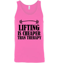 Load image into Gallery viewer, Lifting Is Cheaper Than Therapy Unisex Tank Top
